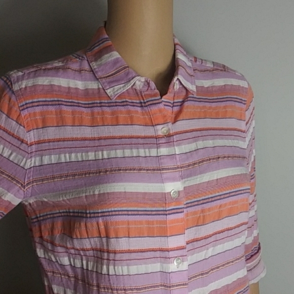 J. Mclaughlin botton down‎ striped shirt orange size small retro summer - Picture 8 of 8